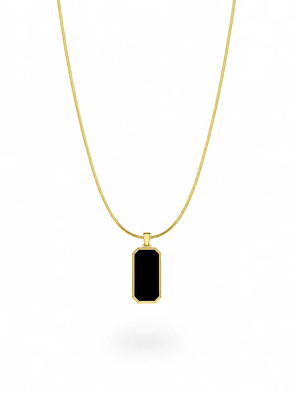 Minimalist silver necklace with black pendant