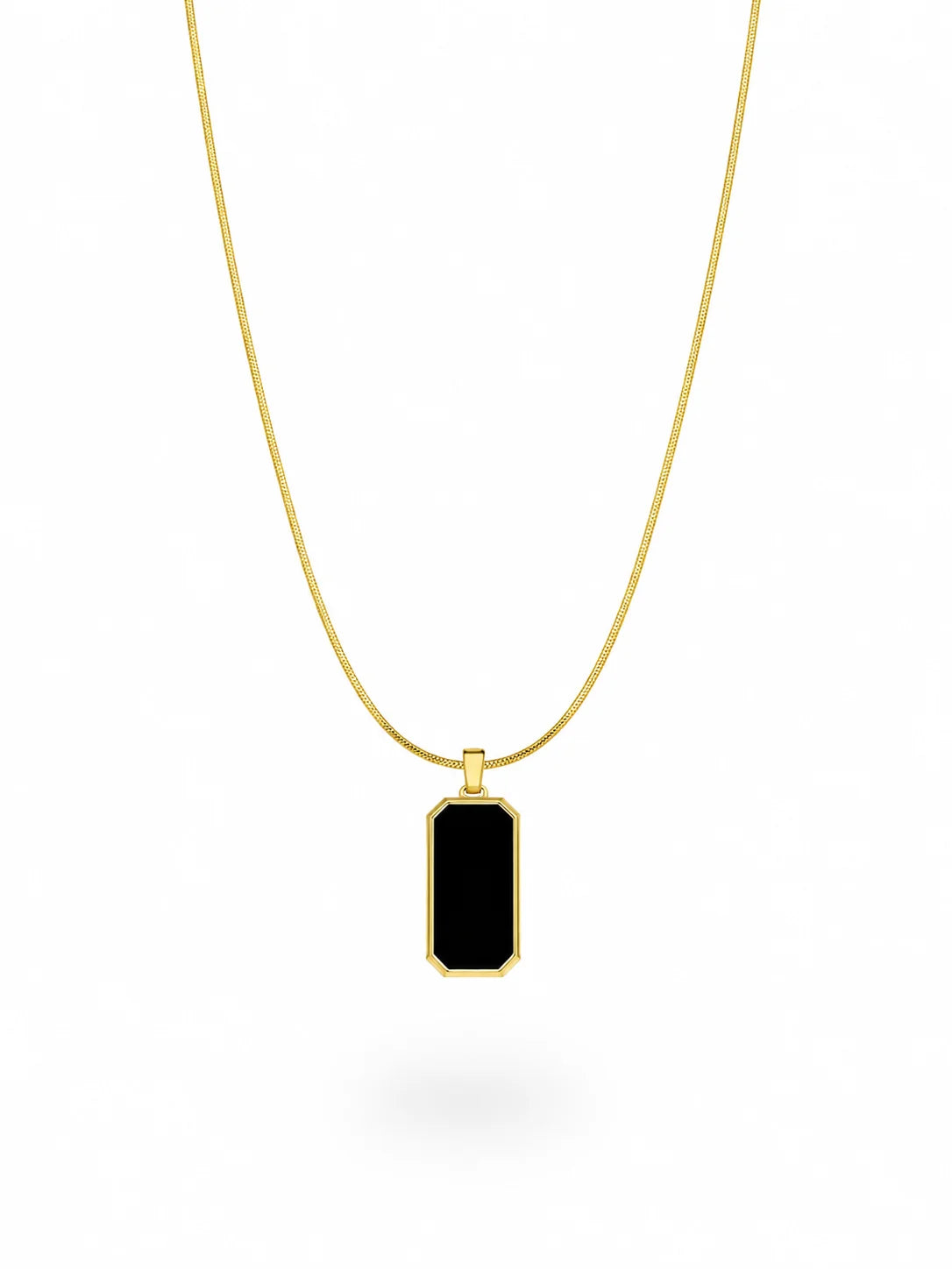 Minimalist silver necklace with black pendant