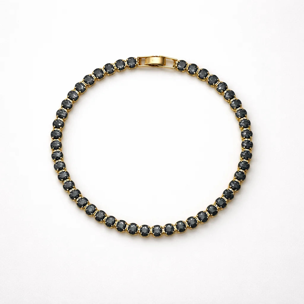 Elegant black diamond tennis bracelet