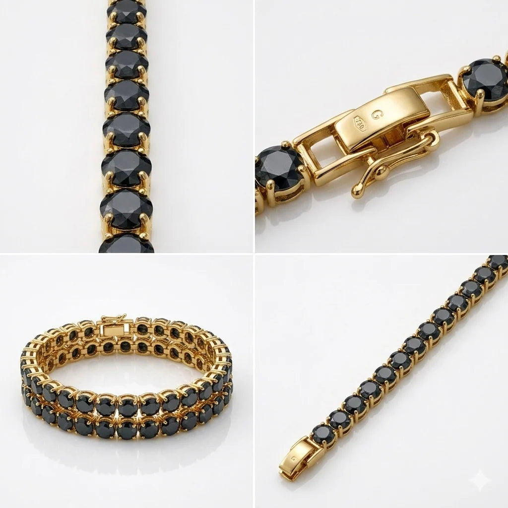 Elegant black diamond tennis bracelet