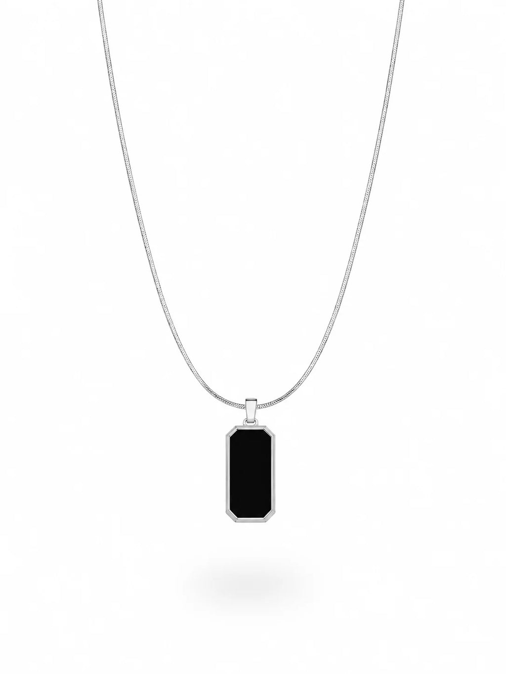 Minimalist silver necklace with black pendant