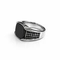 Sleek silver signet ring with onyx